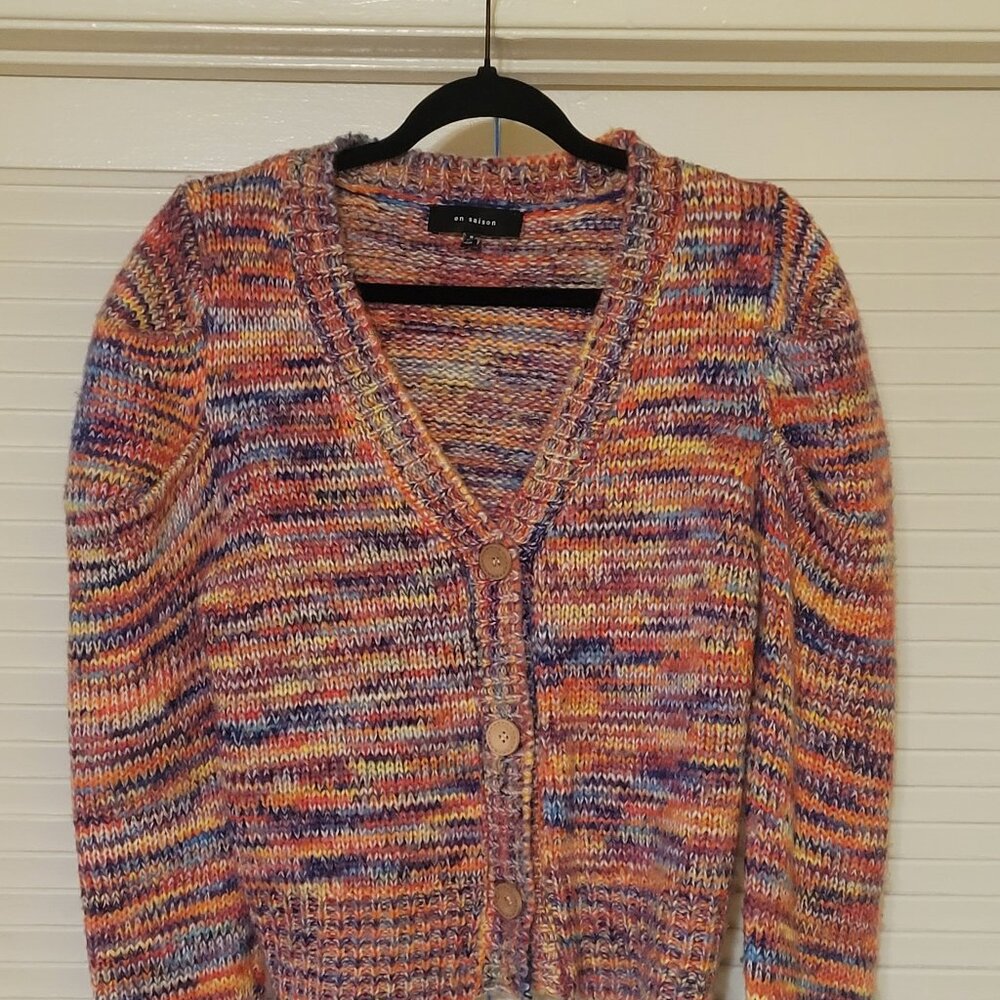 En saison multi-colored sweater cardigan. Same Day Shipping.